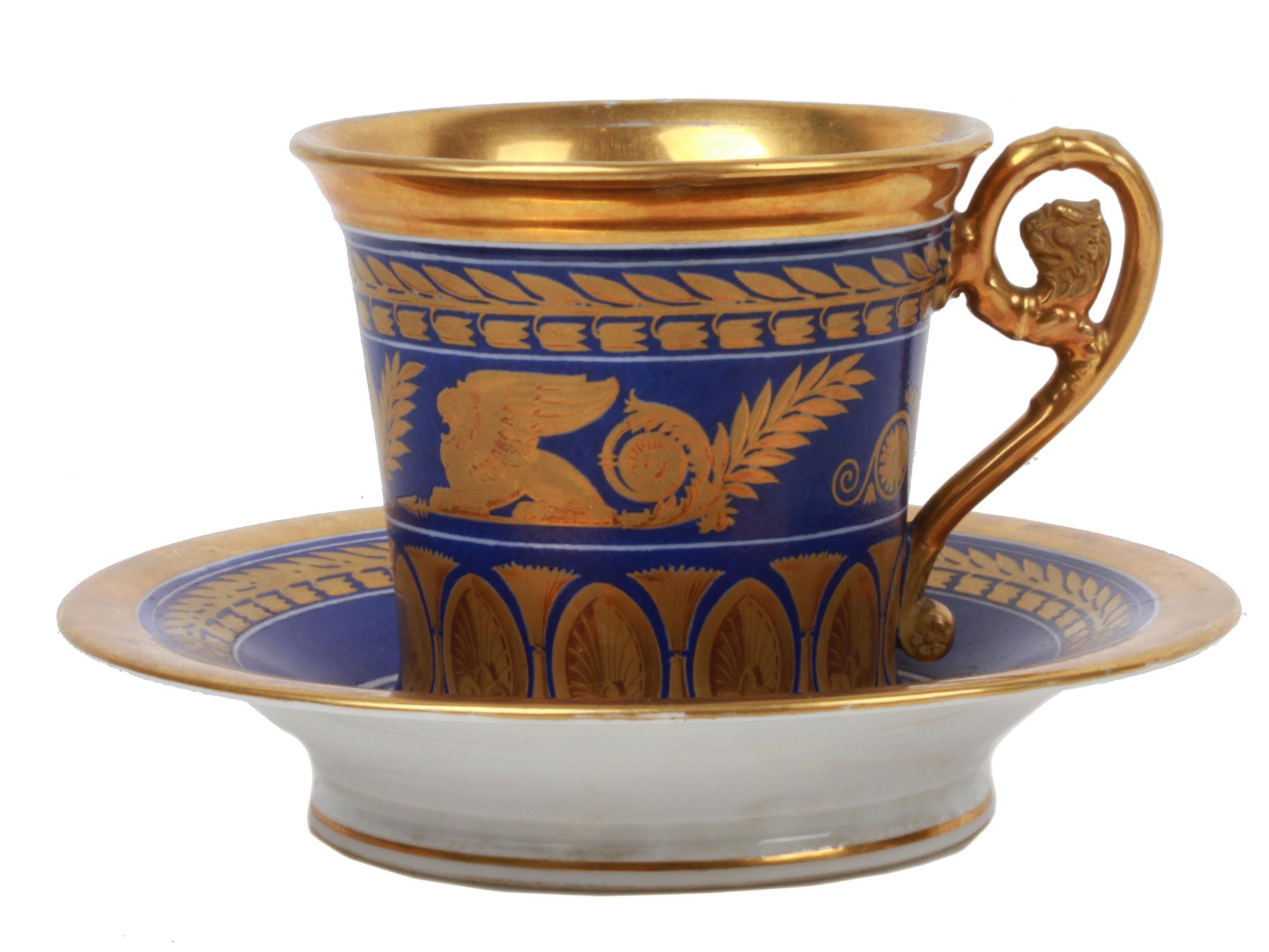 ANTIQUE RUSSIAN CABINET PORCELAIN TEA CUP & SAUCER PIC-2